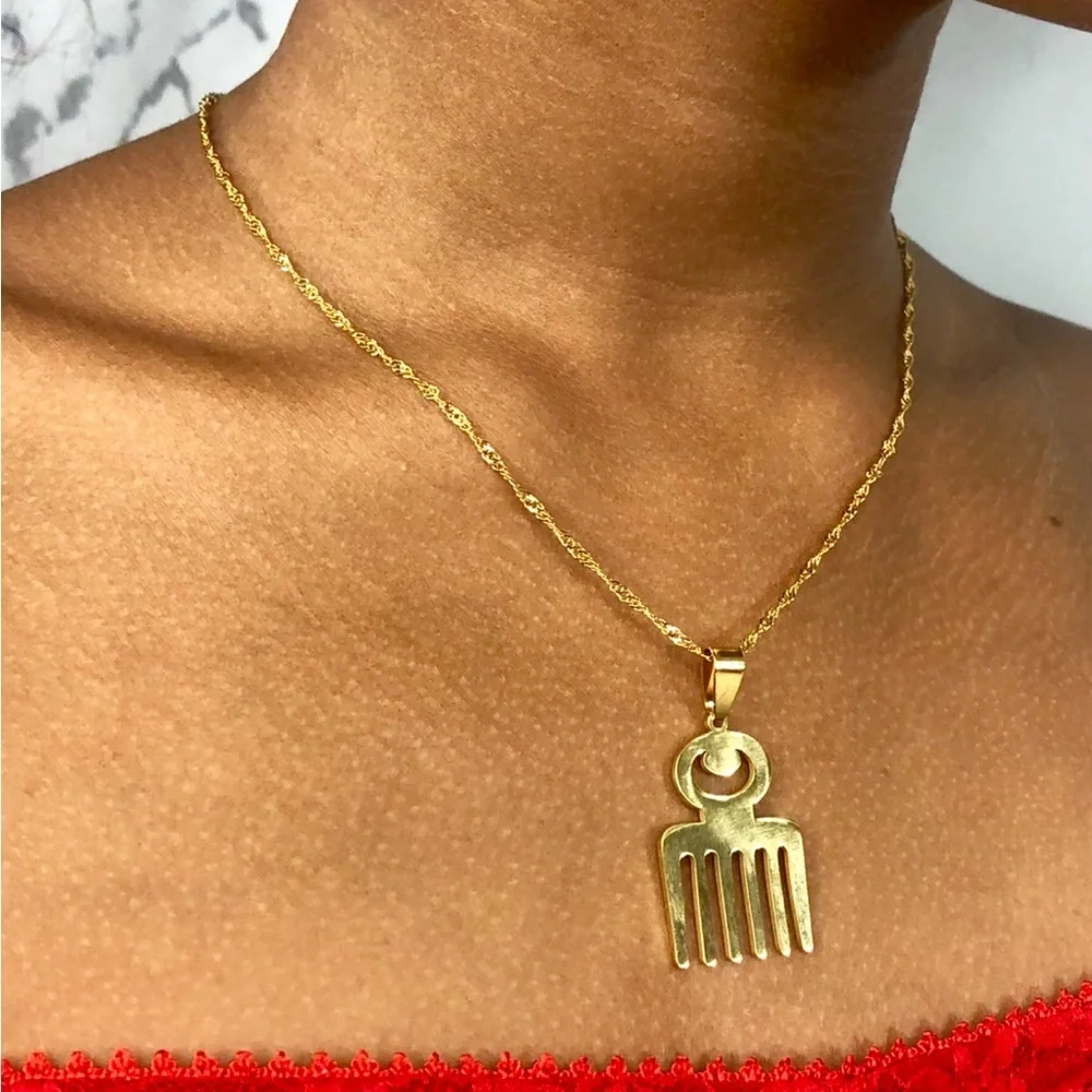 adinkra  Gold Pendant Necklace 18inch